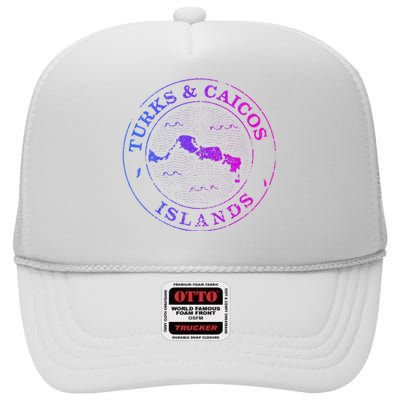 Turks And Caicos Islands Colorful Vacation Souvenir Cruise High Crown Mesh Back Trucker Hat