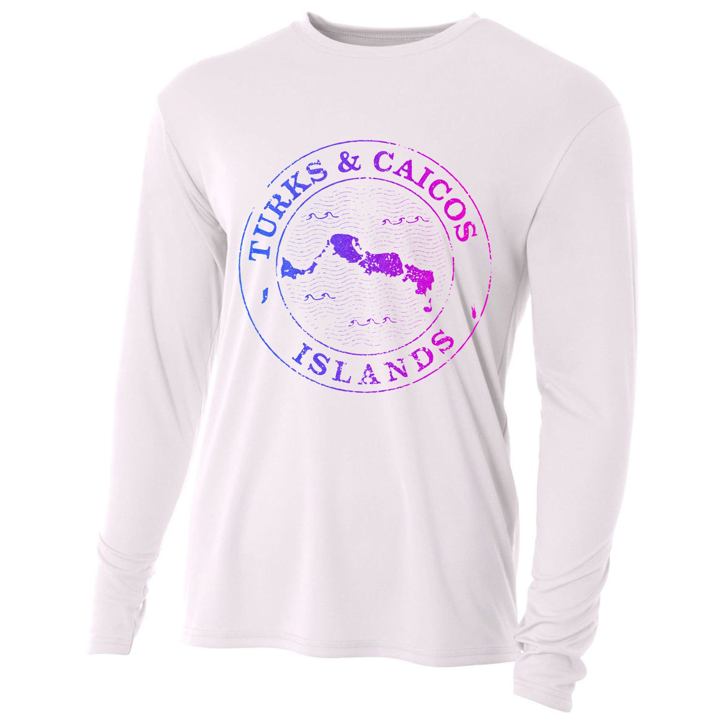 Turks And Caicos Islands Colorful Vacation Souvenir Cruise Cooling Performance Long Sleeve Crew