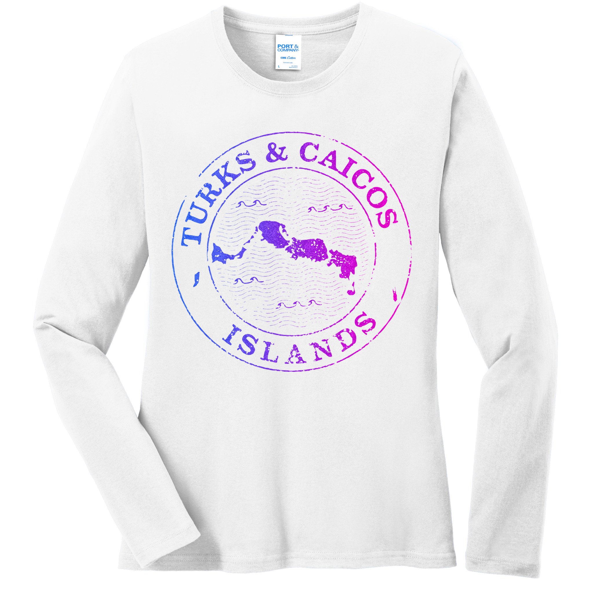 Turks And Caicos Islands Colorful Vacation Souvenir Cruise Ladies Long Sleeve Shirt