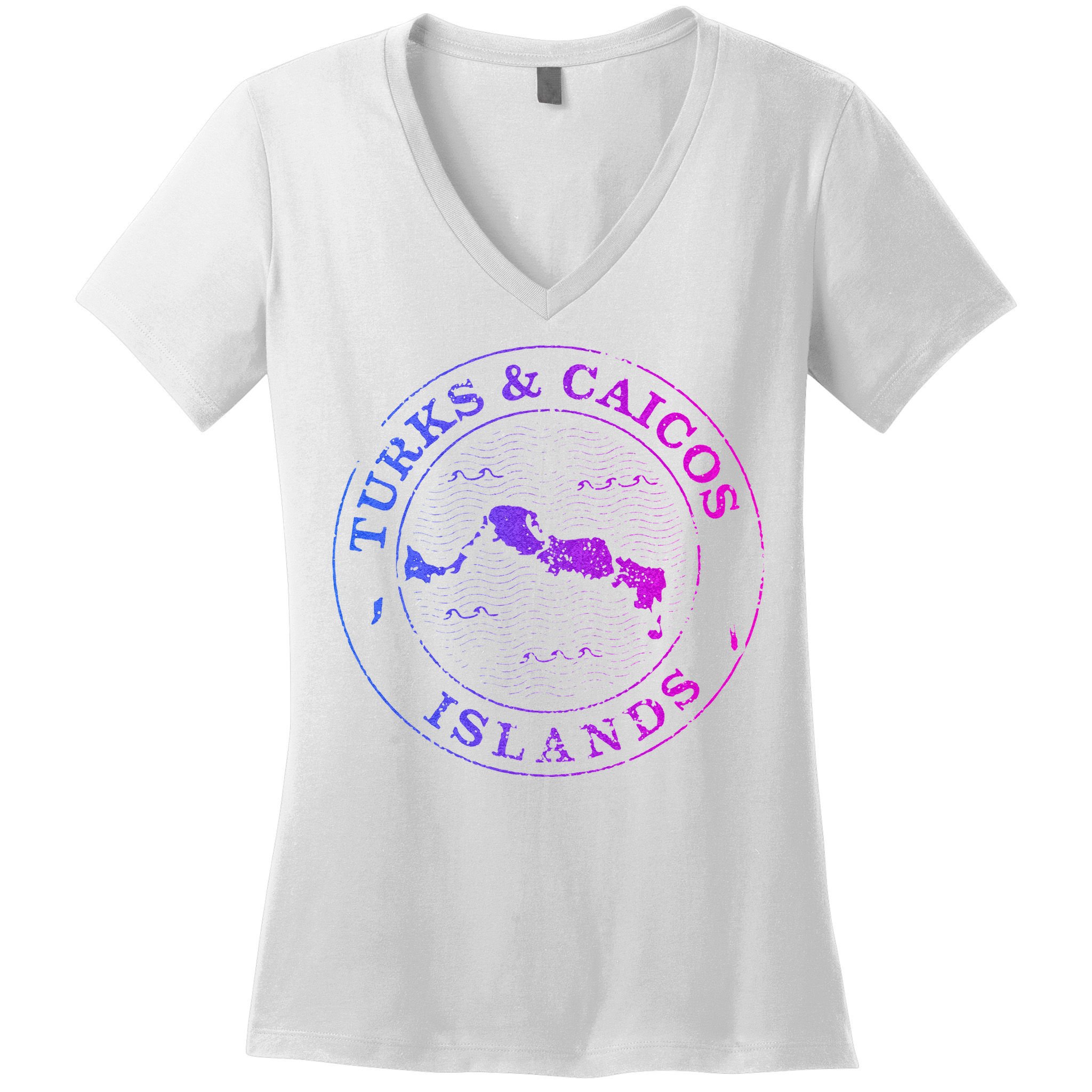 Turks And Caicos Islands Colorful Vacation Souvenir Cruise Women's V-Neck T-Shirt