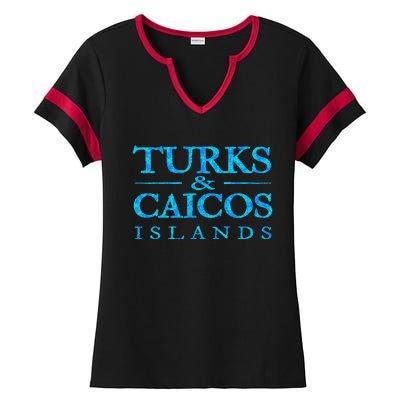 Turks And Caicos Islands Retro Colorful Ladies Halftime Notch Neck Tee