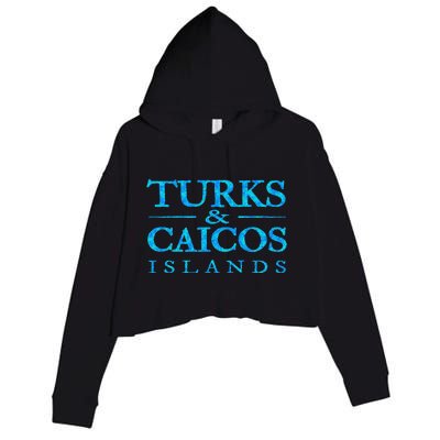 Turks And Caicos Islands Retro Colorful Crop Fleece Hoodie