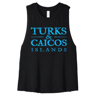 Turks And Caicos Islands Retro Colorful Women's Racerback Cropped Tank