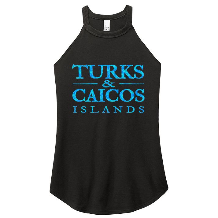 Turks And Caicos Islands Retro Colorful Women's Perfect Tri Rocker Tank