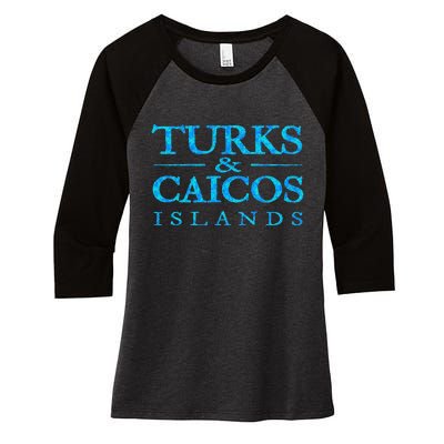 Turks And Caicos Islands Retro Colorful Women's Tri-Blend 3/4-Sleeve Raglan Shirt