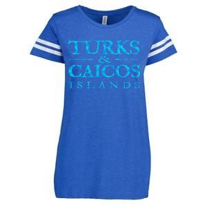 Turks And Caicos Islands Retro Colorful Enza Ladies Jersey Football T-Shirt