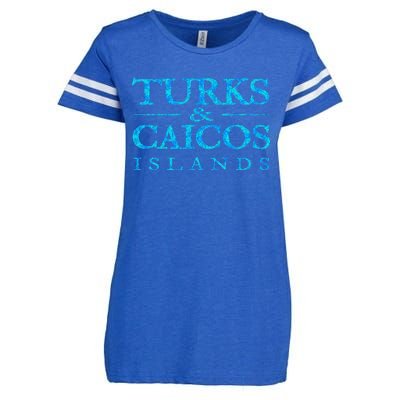 Turks And Caicos Islands Retro Colorful Enza Ladies Jersey Football T-Shirt