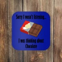 Thinking About Chocolate Eating Tasty Chocolate Gift Coaster