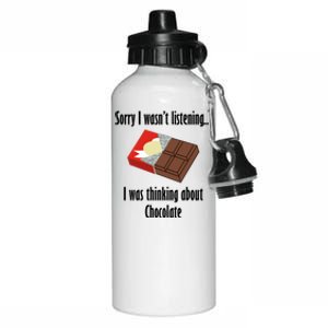 Thinking About Chocolate Eating Tasty Chocolate Gift Aluminum Water Bottle