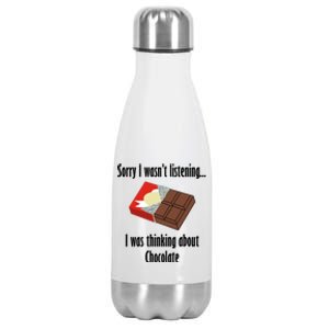 Thinking About Chocolate Eating Tasty Chocolate Gift Stainless Steel Insulated Water Bottle