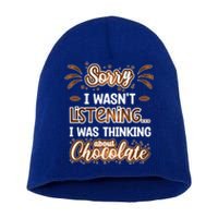 Thinking About Chocolate Funny Chocolate Lover Gift Short Acrylic Beanie