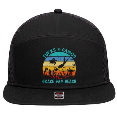 Turks And Caicos Islands West Indies Grace Bay Beach 7 Panel Mesh Trucker Snapback Hat