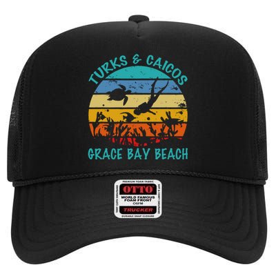 Turks And Caicos Islands West Indies Grace Bay Beach High Crown Mesh Back Trucker Hat