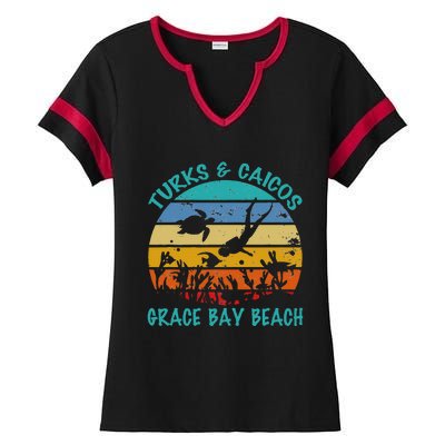 Turks And Caicos Islands West Indies Grace Bay Beach Ladies Halftime Notch Neck Tee