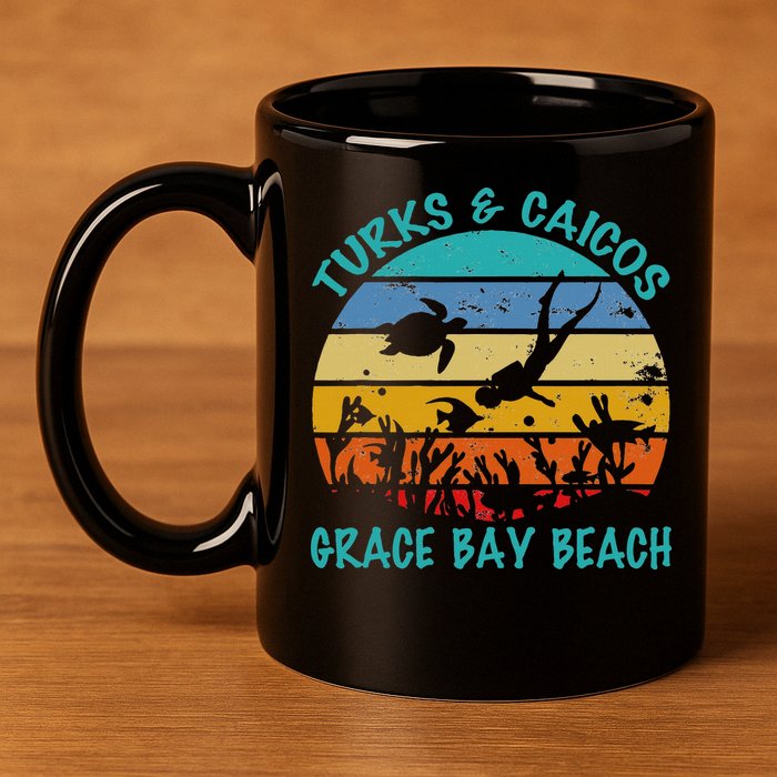Turks And Caicos Islands West Indies Grace Bay Beach 11oz C Handle Ceramic Mug