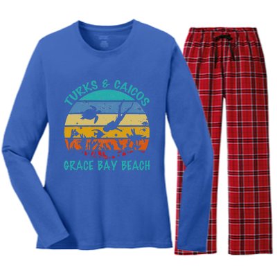 Turks And Caicos Islands West Indies Grace Bay Beach Women's Long Sleeve Flannel Pajama Set 