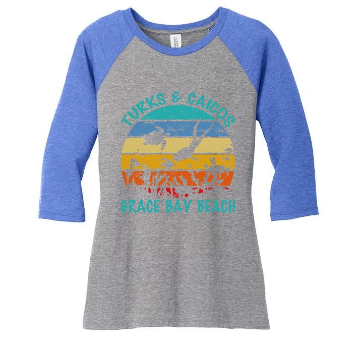 Turks And Caicos Islands West Indies Grace Bay Beach Women's Tri-Blend 3/4-Sleeve Raglan Shirt