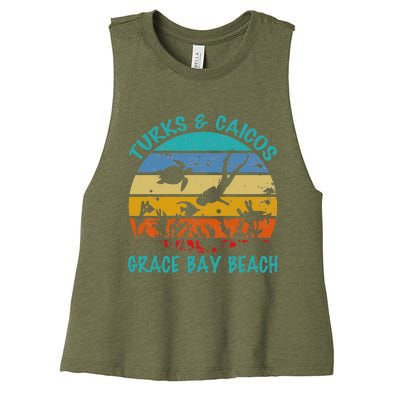 Turks And Caicos Islands West Indies Grace Bay Beach Women's Racerback Cropped Tank