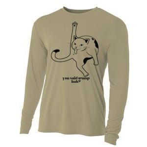 Trump And Cats So You Said Trump Cat Licking Cooling Performance Long Sleeve Crew