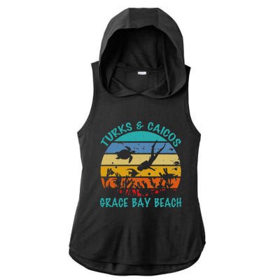 Turks And Caicos Islands West Indies Grace Bay Beach Ladies PosiCharge Tri-Blend Wicking Draft Hoodie Tank