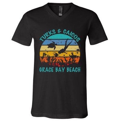 Turks And Caicos Islands West Indies Grace Bay Beach V-Neck T-Shirt