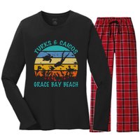 Turks And Caicos Islands West Indies Grace Bay Beach Women's Long Sleeve Flannel Pajama Set 