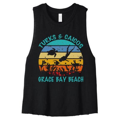 Turks And Caicos Islands West Indies Grace Bay Beach Women's Racerback Cropped Tank