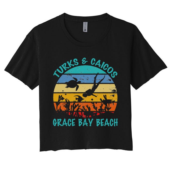 Turks And Caicos Islands West Indies Grace Bay Beach Women's Crop Top Tee