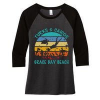 Turks And Caicos Islands West Indies Grace Bay Beach Women's Tri-Blend 3/4-Sleeve Raglan Shirt