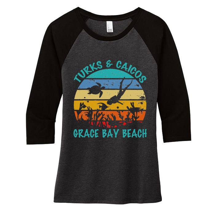 Turks And Caicos Islands West Indies Grace Bay Beach Women's Tri-Blend 3/4-Sleeve Raglan Shirt