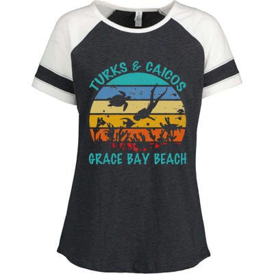 Turks And Caicos Islands West Indies Grace Bay Beach Enza Ladies Jersey Colorblock Tee