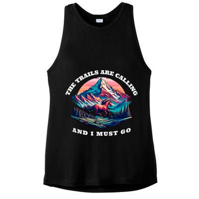 Trails Are Calling And I Must Go Wild Horse Nature Art Ladies PosiCharge Tri-Blend Wicking Tank