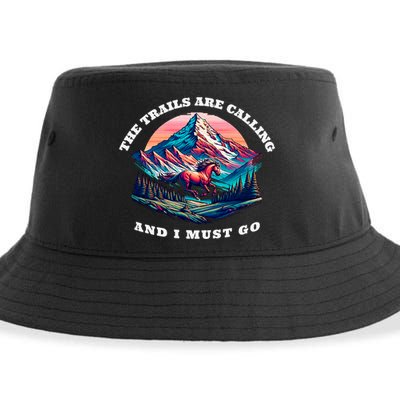 Trails Are Calling And I Must Go Wild Horse Nature Art Sustainable Bucket Hat