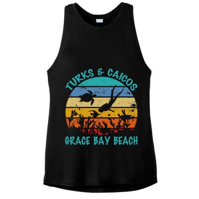 Turks And Caicos Islands West Indies Grace Bay Beach Gifts Ladies PosiCharge Tri-Blend Wicking Tank