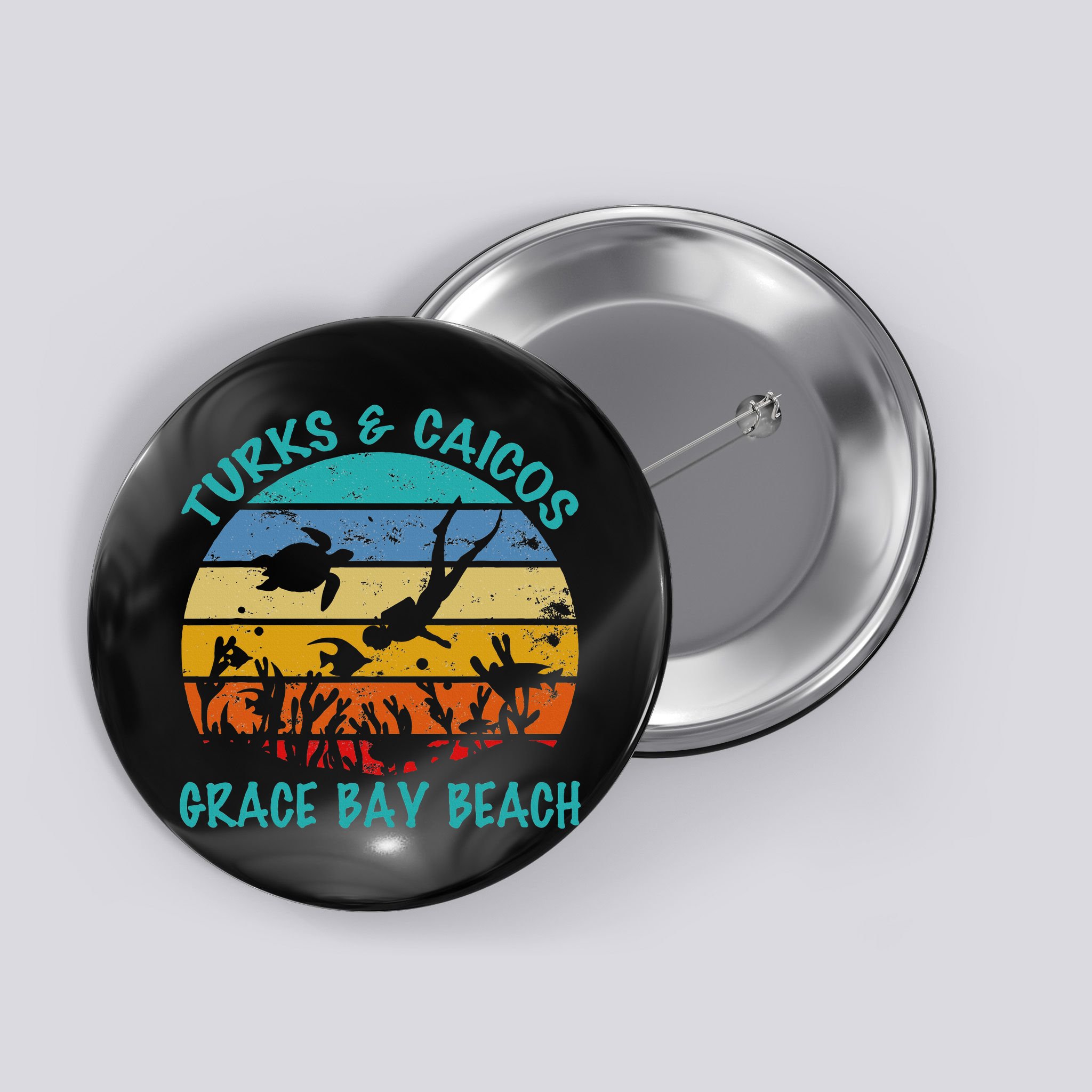 Turks And Caicos Islands West Indies Grace Bay Beach Gifts Button