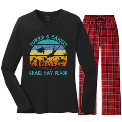 Turks And Caicos Islands West Indies Grace Bay Beach Gifts Women's Long Sleeve Flannel Pajama Set 