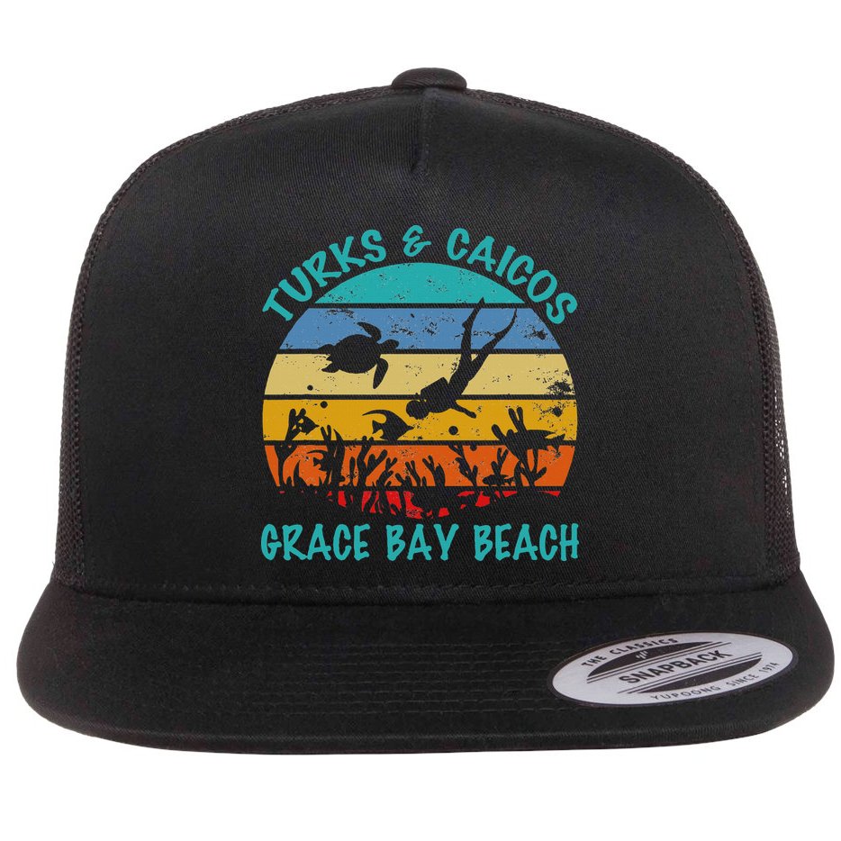 Turks And Caicos Islands West Indies Grace Bay Beach Gifts Flat Bill Trucker Hat