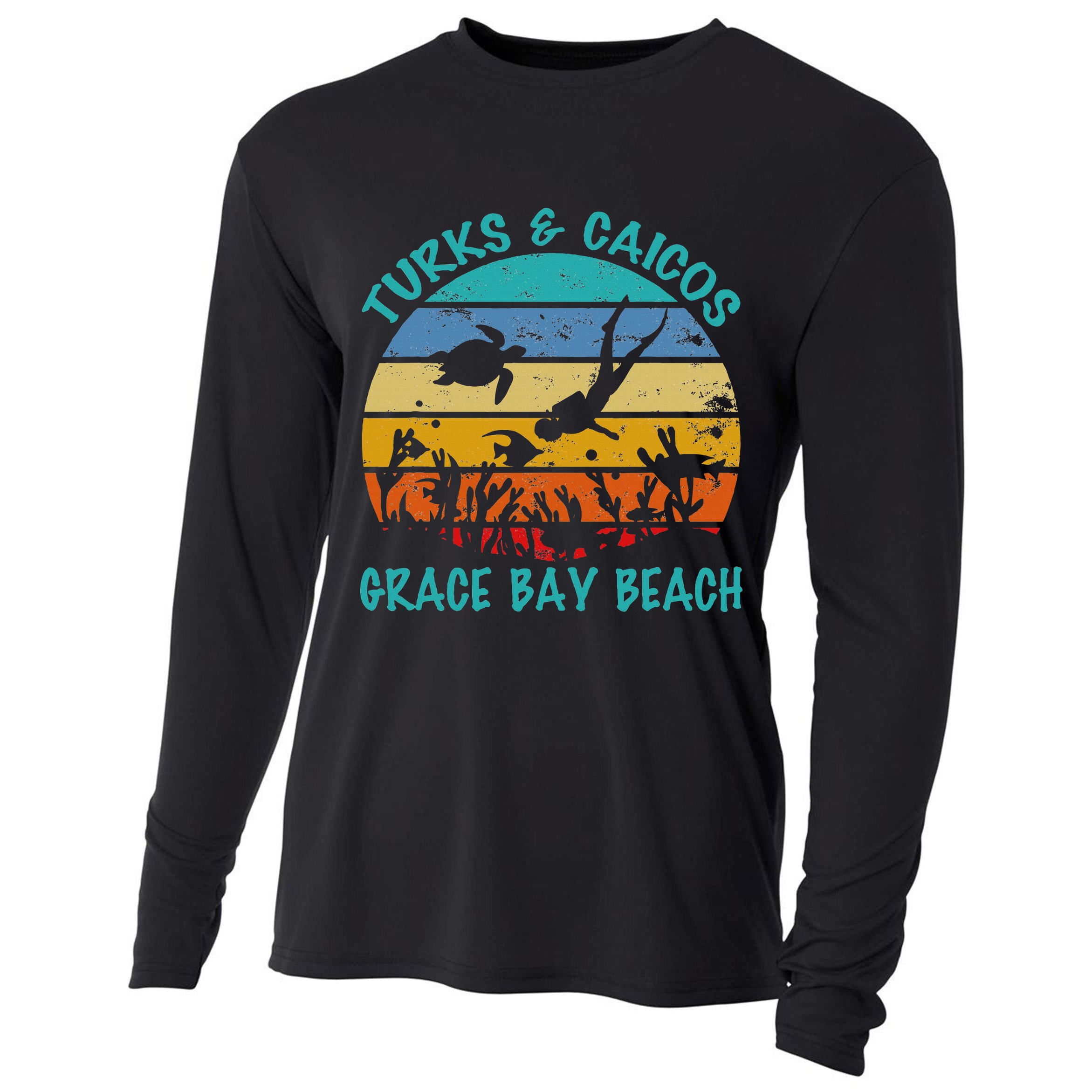 Turks And Caicos Islands West Indies Grace Bay Beach Gifts Cooling Performance Long Sleeve Crew