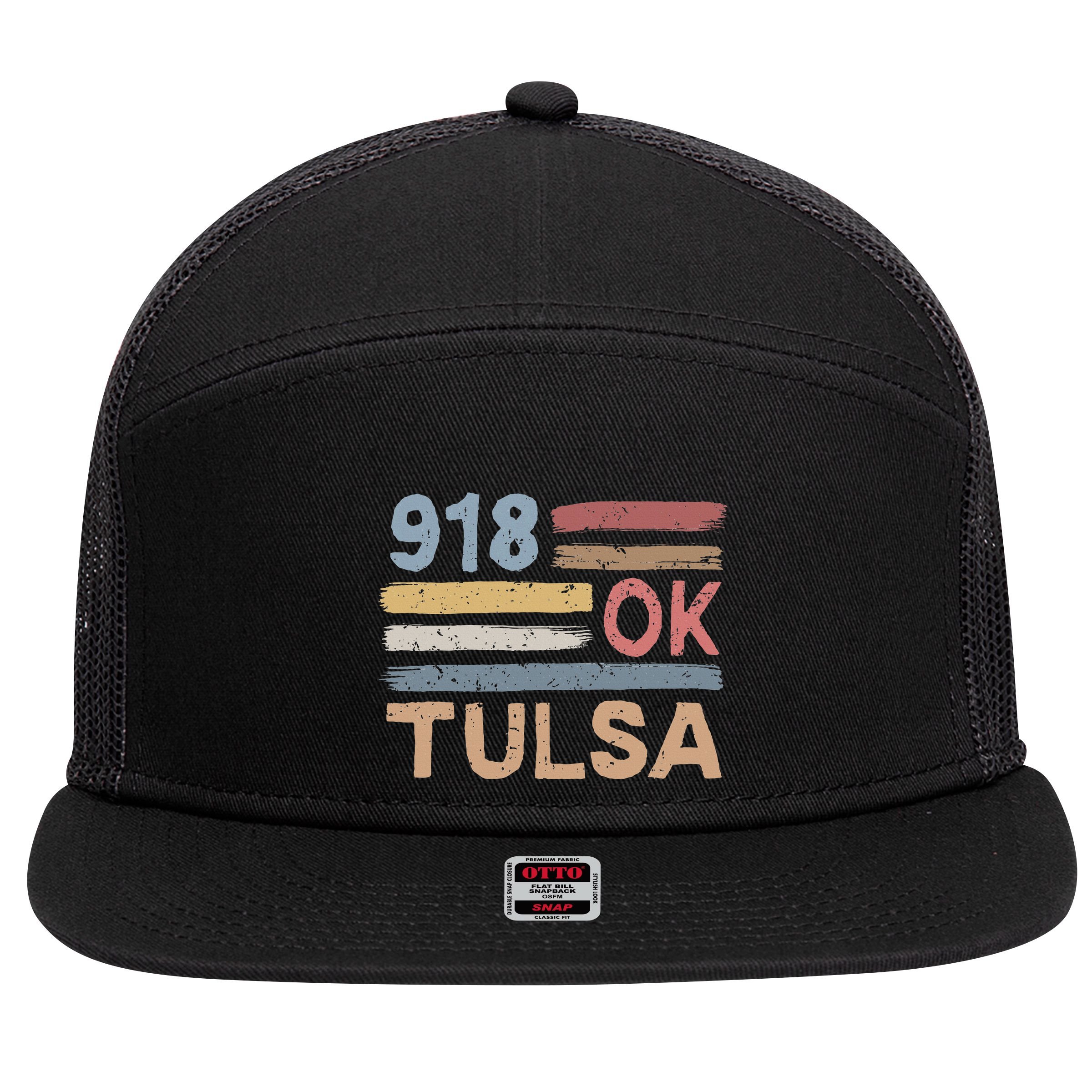 Tulsa Area Code 918 Residents State Oklahoma 7 Panel Mesh Trucker Snapback Hat