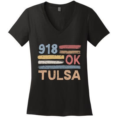 Tulsa Area Code 918 Residents State Oklahoma Women's V-Neck T-Shirt