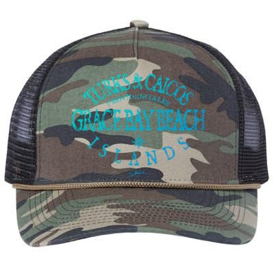 Turks And Caicos Islands Grace Bay Beach Gift Retro Rope Trucker Hat Cap