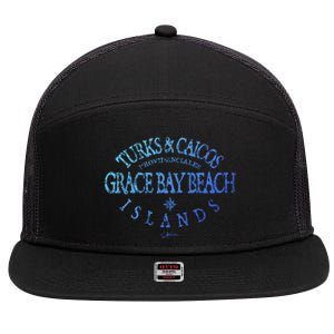 Turks And Caicos Islands Grace Bay Beach Gift 7 Panel Mesh Trucker Snapback Hat