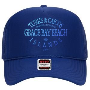 Turks And Caicos Islands Grace Bay Beach Gift High Crown Mesh Back Trucker Hat