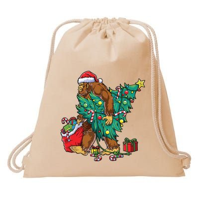 The Ape Carries Pine Trees And Christmas Presents To Deliver. Drawstring Bag