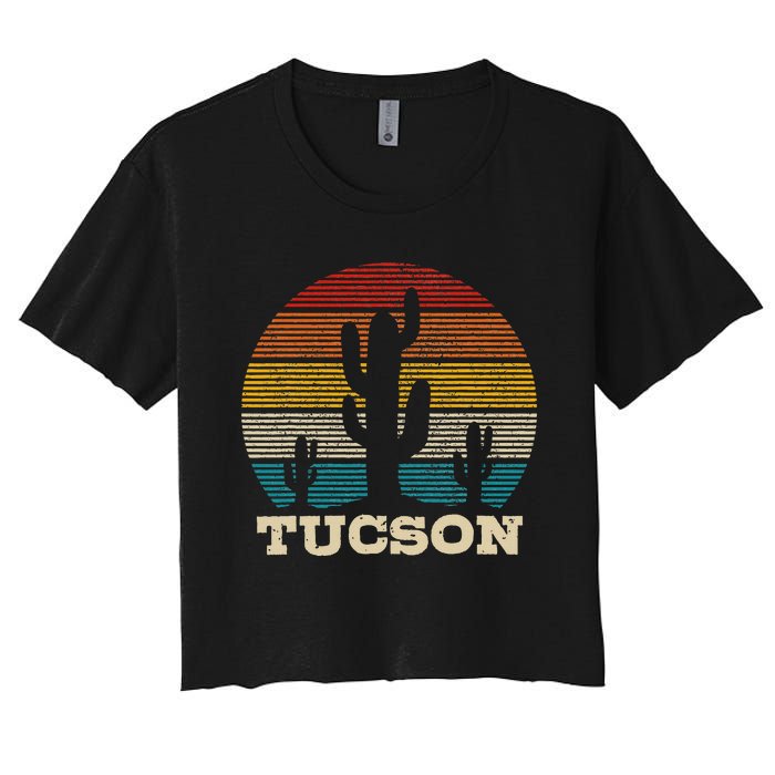 Tucson Arizona Cactus Vintage Retro Desert Souvenir Gift Women's Crop Top Tee