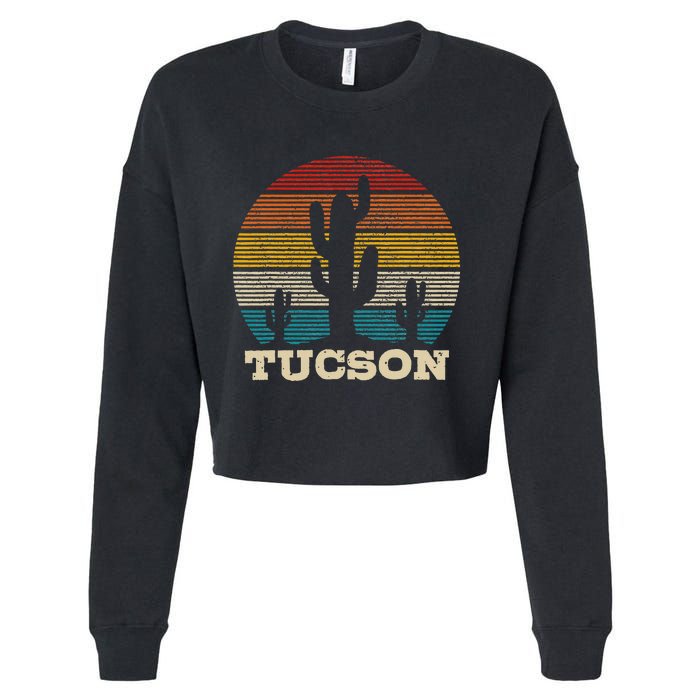 Tucson Arizona Cactus Vintage Retro Desert Souvenir Gift Cropped Pullover Crew