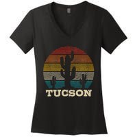 Tucson Arizona Cactus Vintage Retro Desert Souvenir Gift Women's V-Neck T-Shirt