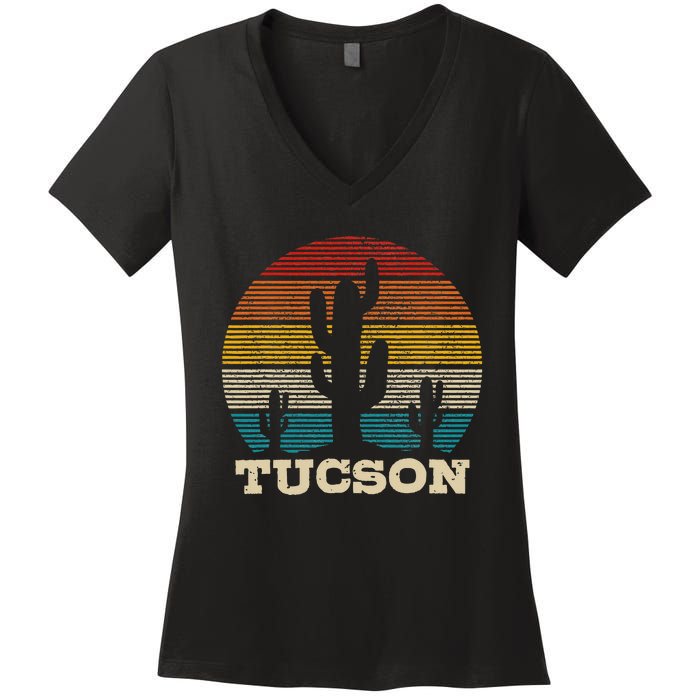 Tucson Arizona Cactus Vintage Retro Desert Souvenir Gift Women's V-Neck T-Shirt