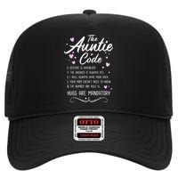 The Auntie Code Best Aunt Sister Niece Nephew Funny High Crown Mesh Back Trucker Hat