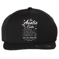 The Auntie Code Best Aunt Sister Niece Nephew Funny Wool Snapback Cap